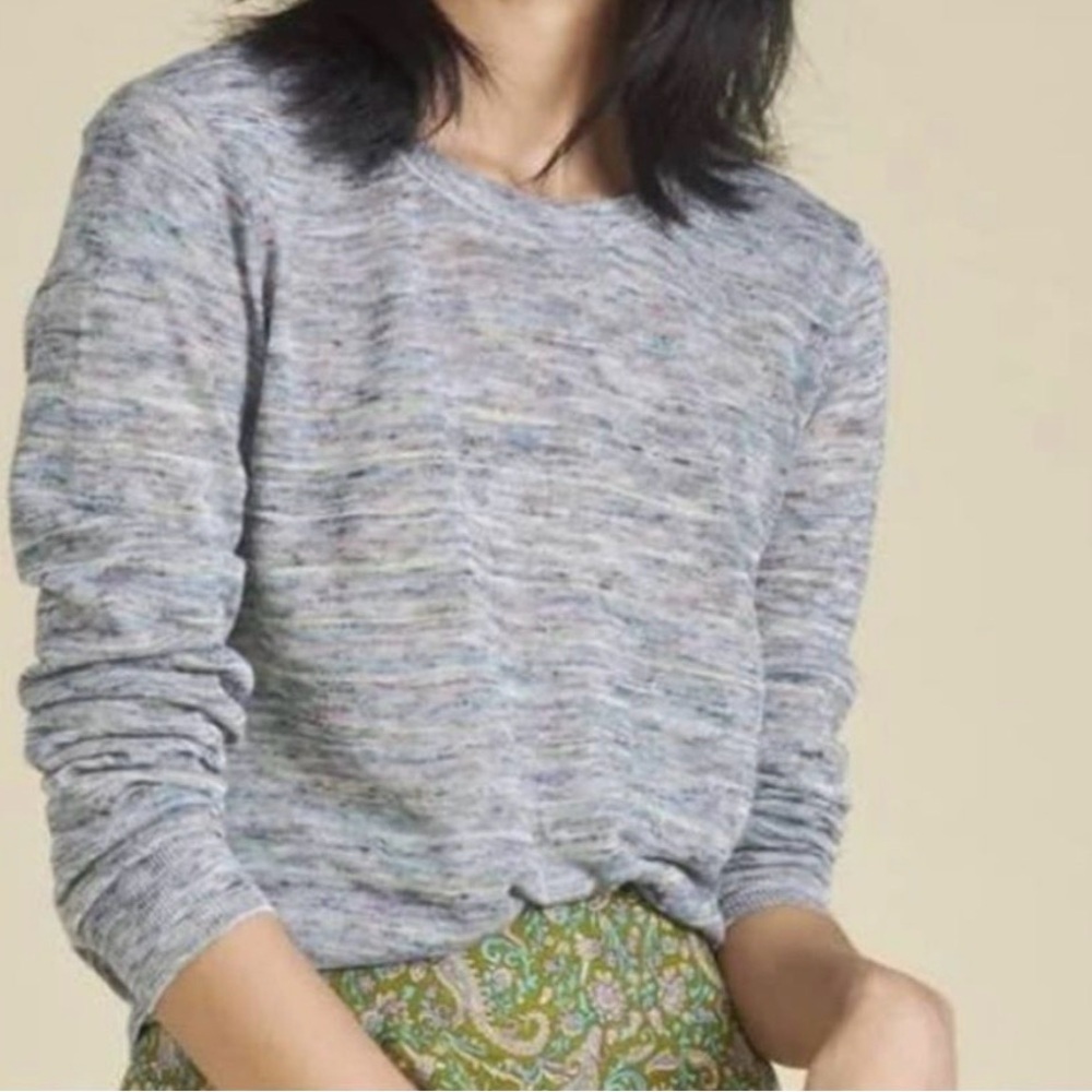 Veronica Beard Blue Henderson Space Dye Pullover Lightweight Sweater Size Small